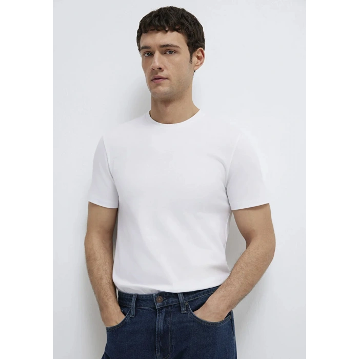 Mavi 061747 0 Yaka Erkek Tshirt - Beyaz