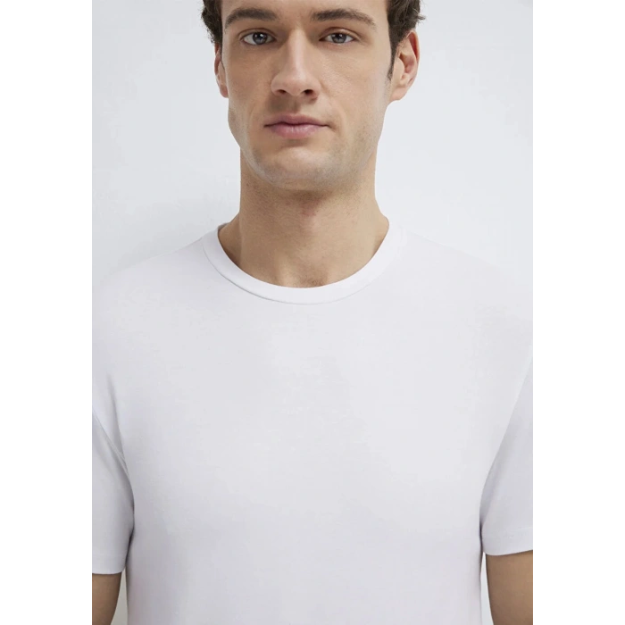 Mavi 061747 0 Yaka Erkek Tshirt - Beyaz