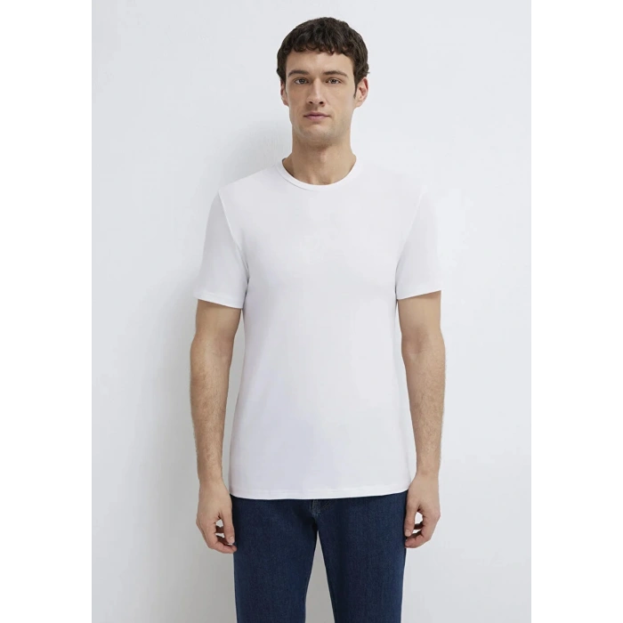 Mavi 061747 0 Yaka Erkek Tshirt - Beyaz