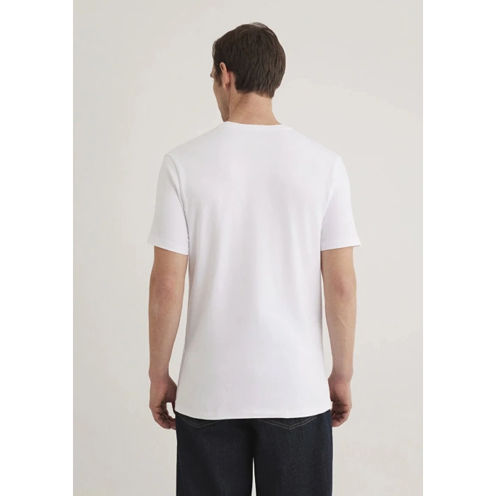 Mavi 061748 V Yaka Erkek Tshirt - Beyaz