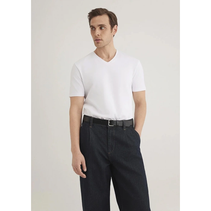 Mavi 061748 V Yaka Erkek Tshirt - Beyaz