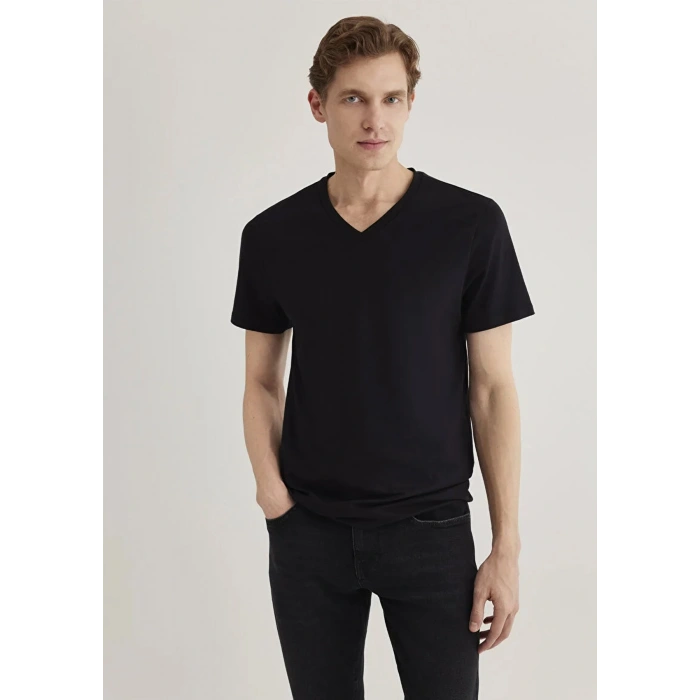 Mavi 061748 V Yaka Erkek Tshirt - Siyah