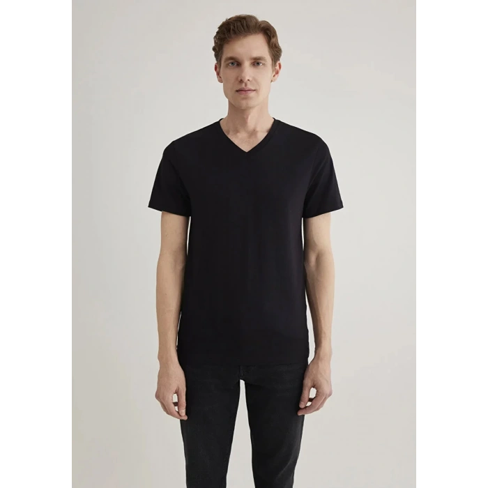 Mavi 061748 V Yaka Erkek Tshirt - Siyah