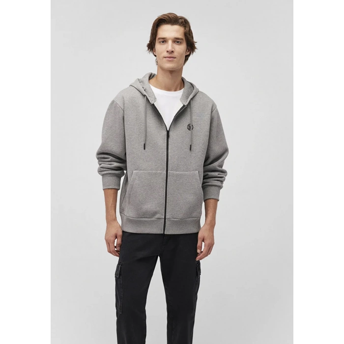 Mavi 066979 Kapsonlu Fermuarli Erkek Sweat - Gri