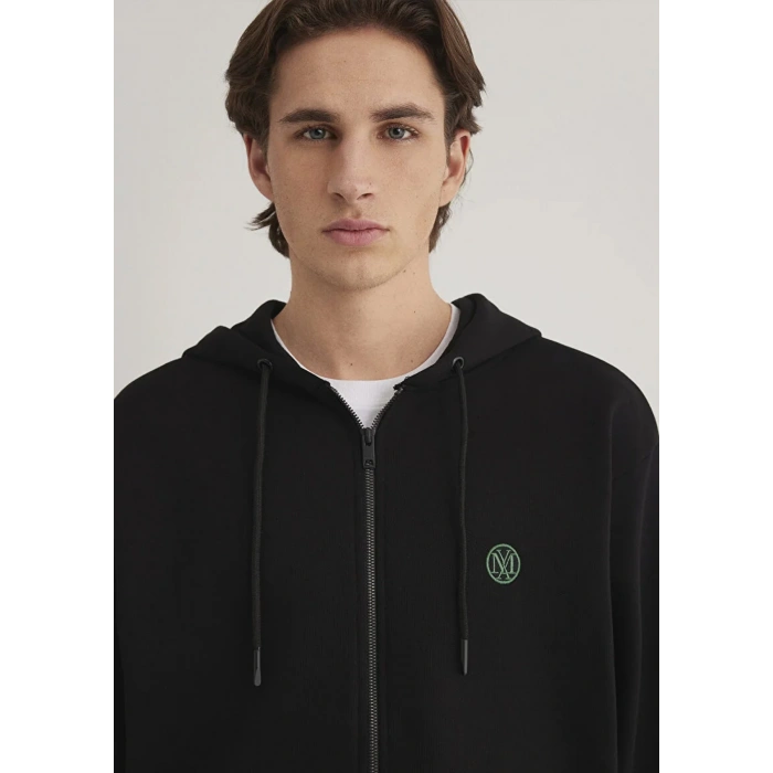 Mavi 066979 Kapsonlu Fermuarli Erkek Sweat - Siyah