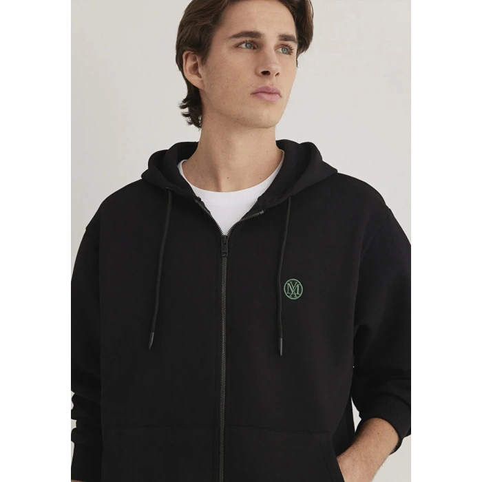 Mavi 066979 Kapsonlu Fermuarli Erkek Sweat - Siyah