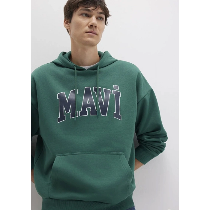 Mavi 067149 Kapsonlu Erkek Sweat - Zumrut Yesili