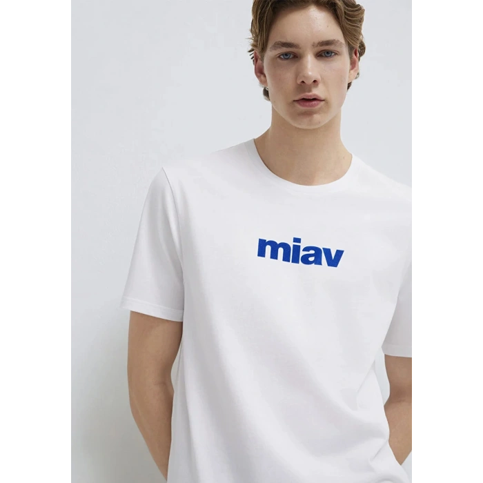 Mavi 067153 0 Yaka Erkek Tshirt - Beyaz