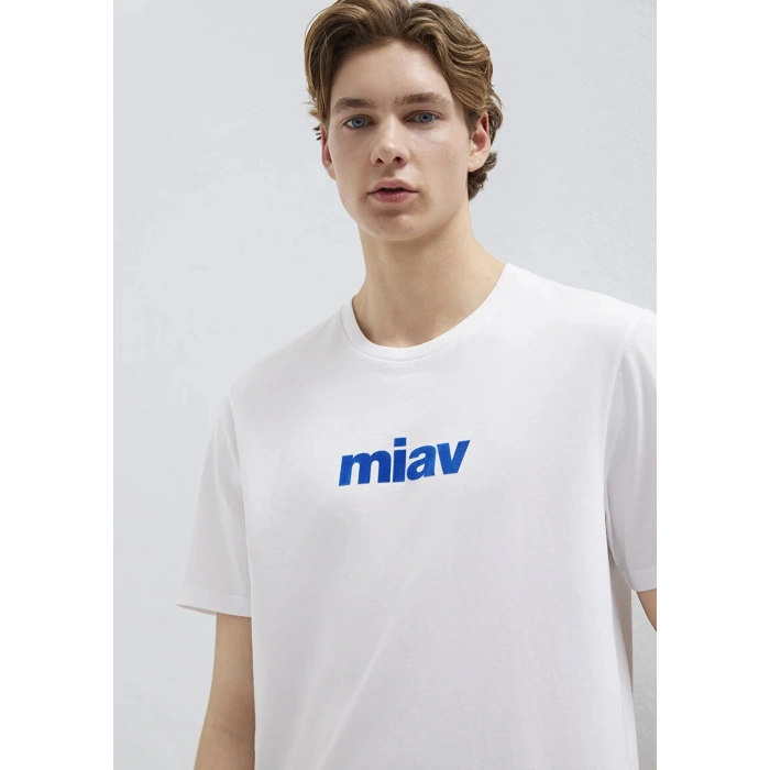 Mavi 067153 0 Yaka Erkek Tshirt - Beyaz