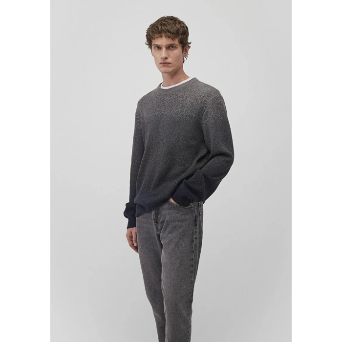 Mavi 070779 0 Yaka Erkek Triko - Gri Siyah