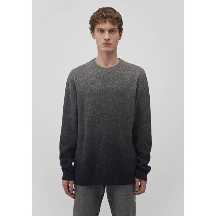 Mavi 070779 0 Yaka Erkek Triko - Gri Siyah