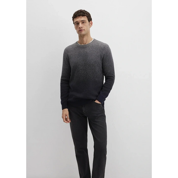 Mavi 070779 0 Yaka Erkek Triko - Gri Siyah