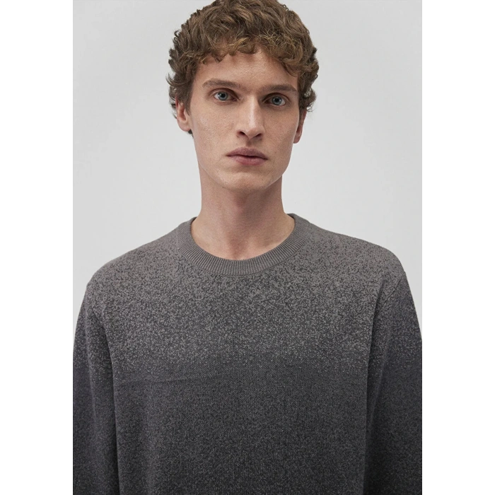Mavi 070779 0 Yaka Erkek Triko - Gri Siyah