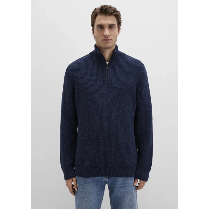 Mavi 0710268 Yarim Fermuarli Erkek Triko - Lacivert