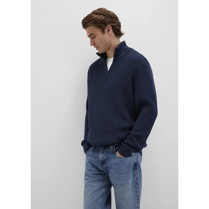 Mavi 0710268 Yarim Fermuarli Erkek Triko - Lacivert