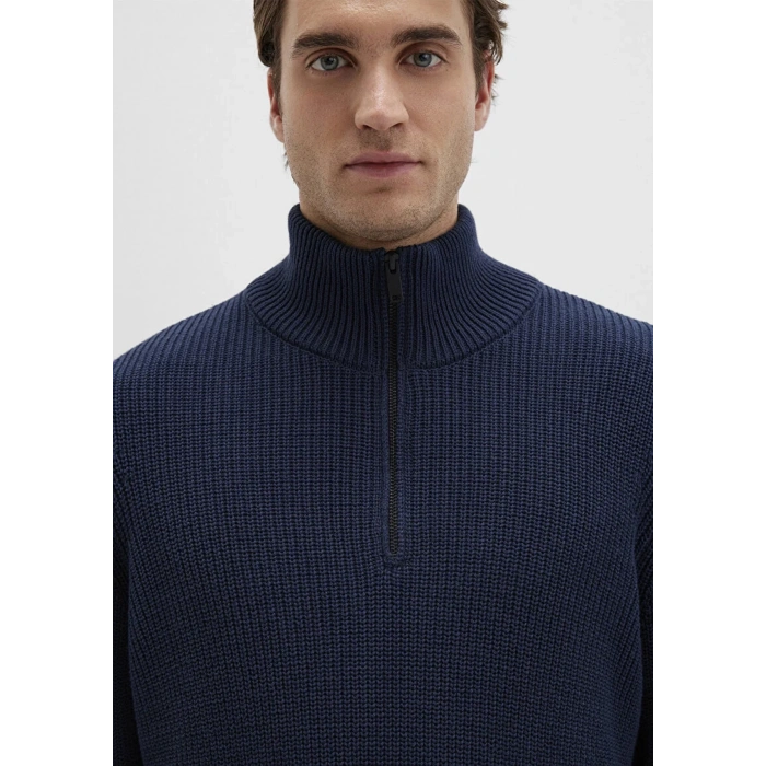 Mavi 0710268 Yarim Fermuarli Erkek Triko - Lacivert