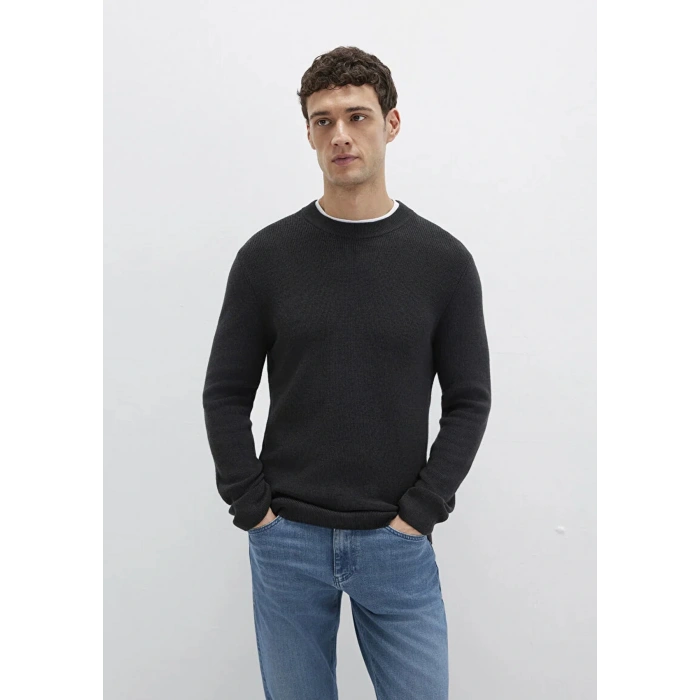 Mavi 0710291 0 Yaka Erkek Triko - Siyah