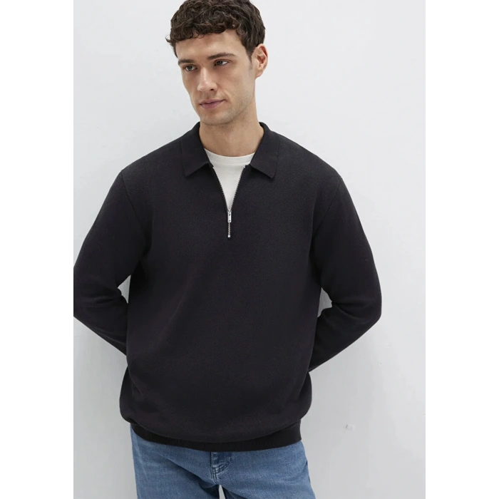 Mavi 0710337 Yarim Fermuarli Erkek Triko - Siyah