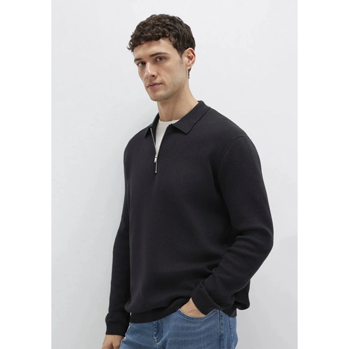 Mavi 0710337 Yarim Fermuarli Erkek Triko - Siyah
