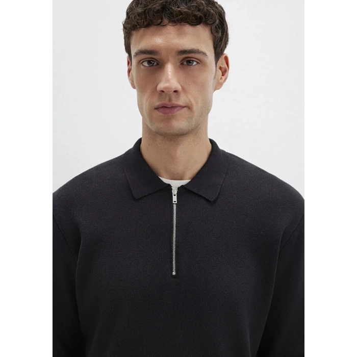 Mavi 0710337 Yarim Fermuarli Erkek Triko - Siyah