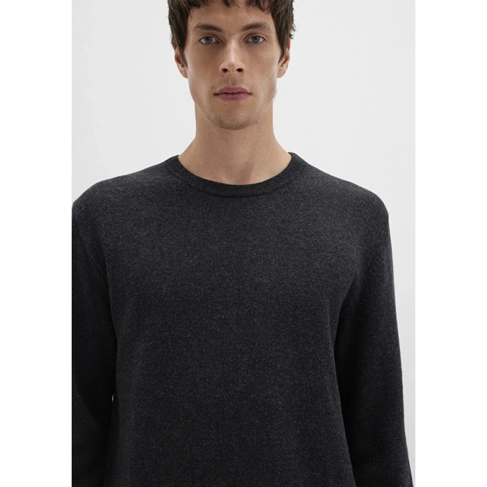Mavi 0710370 0 Yaka Erkek Triko - Antrasit