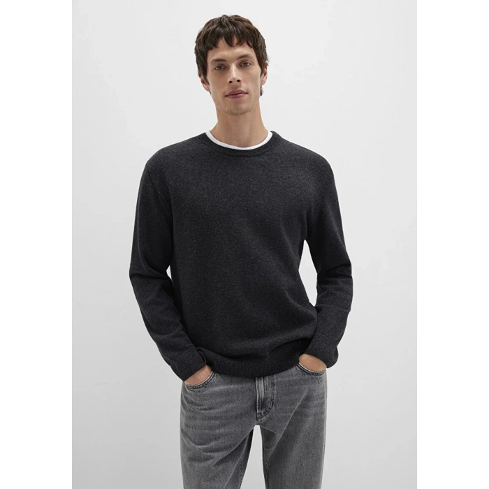 Mavi 0710370 0 Yaka Erkek Triko - Antrasit