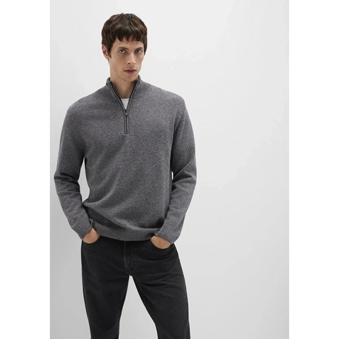 Mavi 0710371 Yarim Fermuarli Erkek Triko - Gri