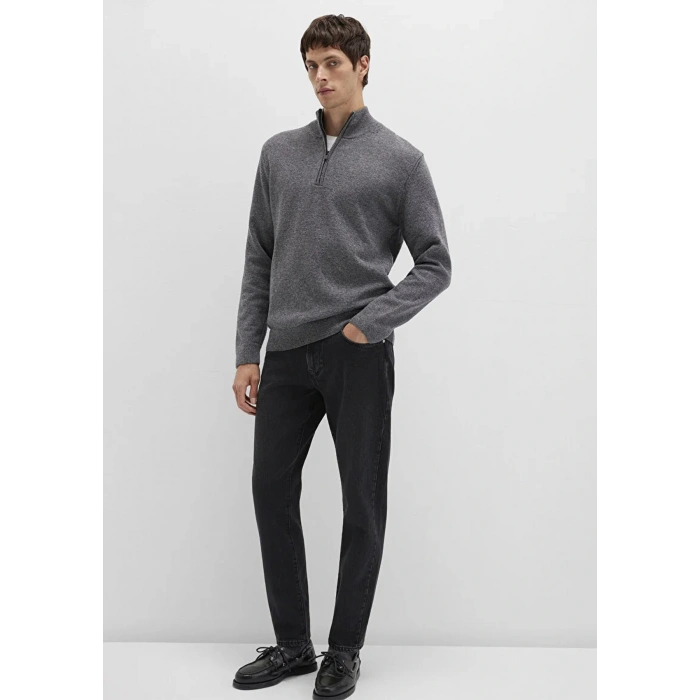 Mavi 0710371 Yarim Fermuarli Erkek Triko - Gri