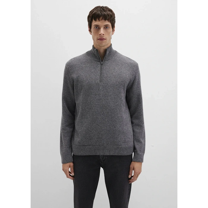 Mavi 0710371 Yarim Fermuarli Erkek Triko - Gri