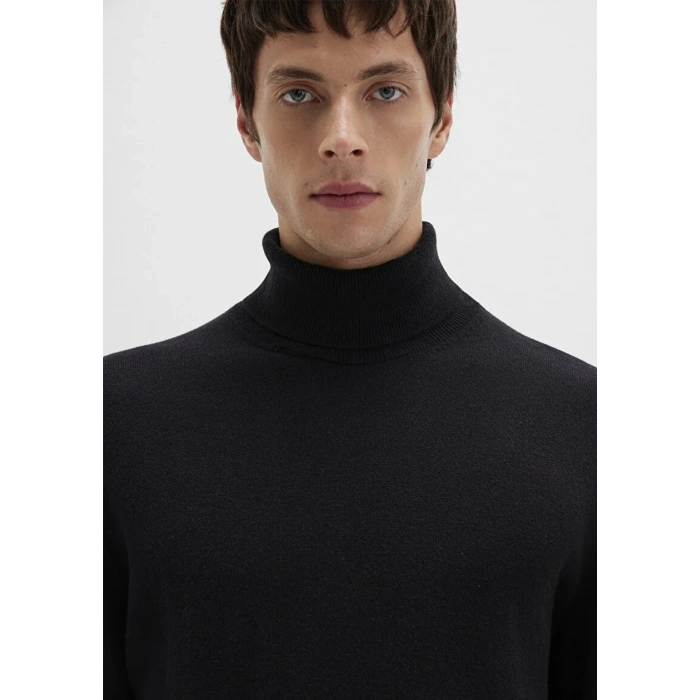 Mavi 0710372 Balikci Yaka Erkek Triko - Siyah