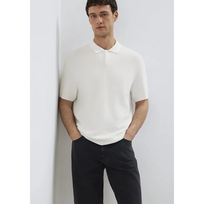 Mavi 0710397 Yakali Erkek Tshirt - Ekru