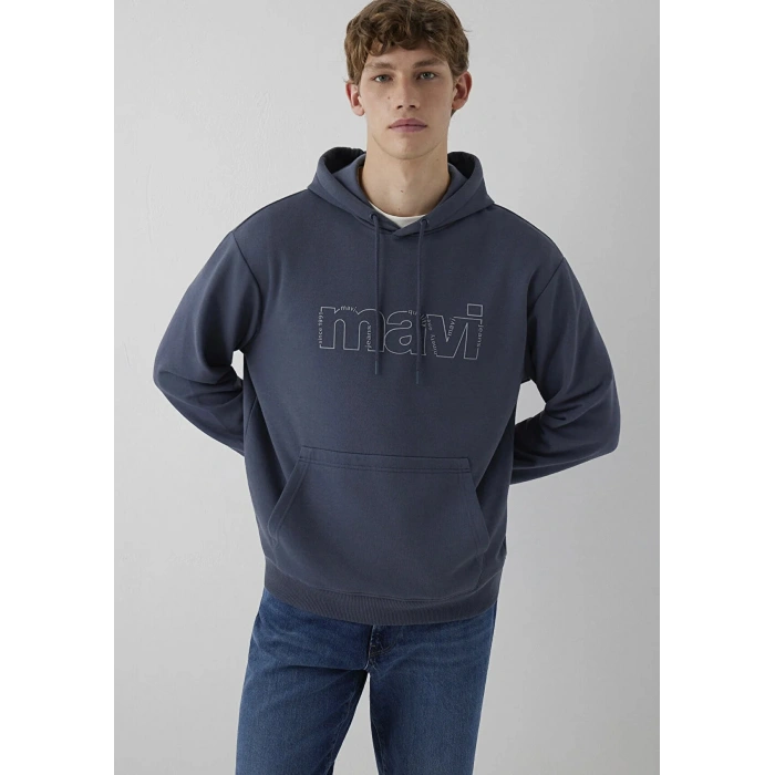 Mavi 0s10196 Kapsonlu Erkek Sweat - Kursun Rengi