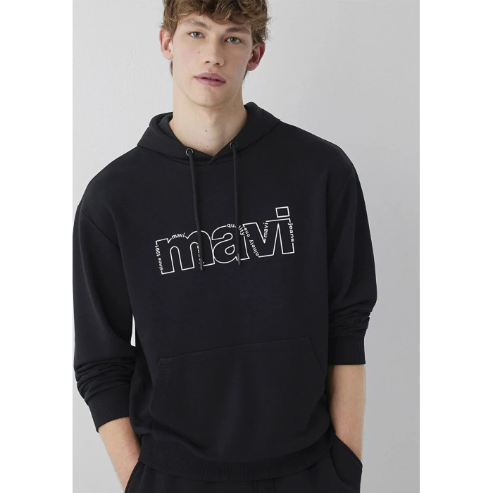 Mavi 0s10196 Kapsonlu Erkek Sweat - Siyah