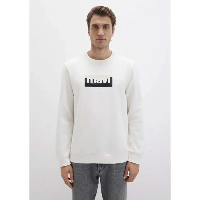 Mavi 0s10203 0 Yaka Erkek Sweat - Ekru