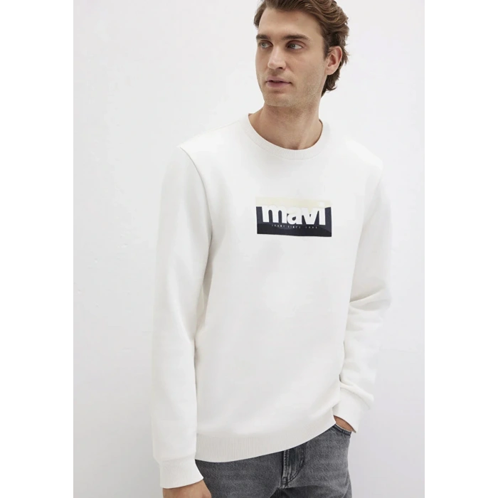 Mavi 0s10203 0 Yaka Erkek Sweat - Ekru