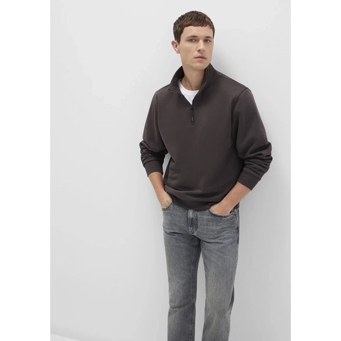 Mavi 0s10278 Yarim Fermuarli Erkek Sweat - Kahverengi