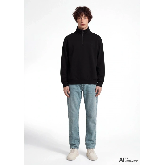 Mavi 0s10585 Yarim Fermuarli Erkek Sweat - Siyah