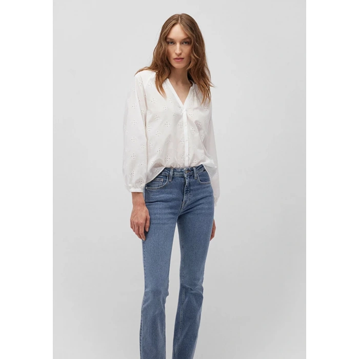 Mavi 1210841 Cicek Nakisli Kadın Gomlek - Ekru