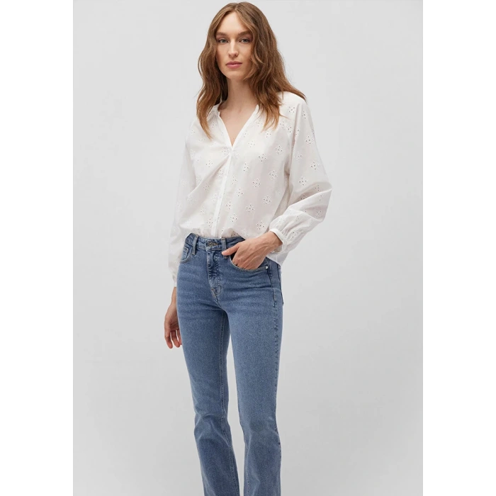 Mavi 1210841 Cicek Nakisli Kadın Gomlek - Ekru
