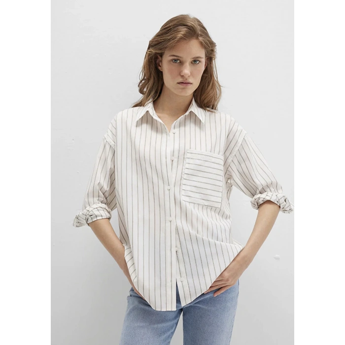 Mavi 1211201 Kadin Gomlek - Bej Cizgili