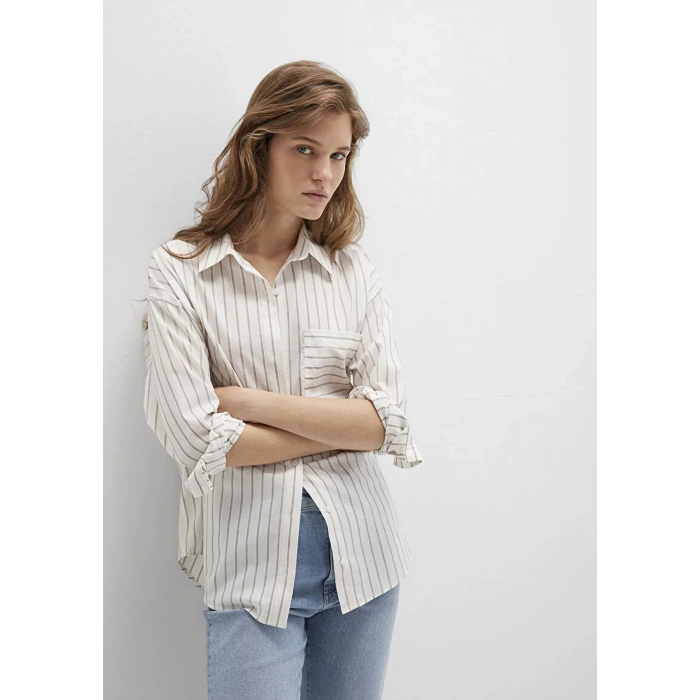 Mavi 1211201 Kadin Gomlek - Bej Cizgili