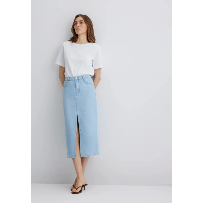 Mavi 1310371 Cep Onden Yirtmac Kadin Kot Etek - Mavi