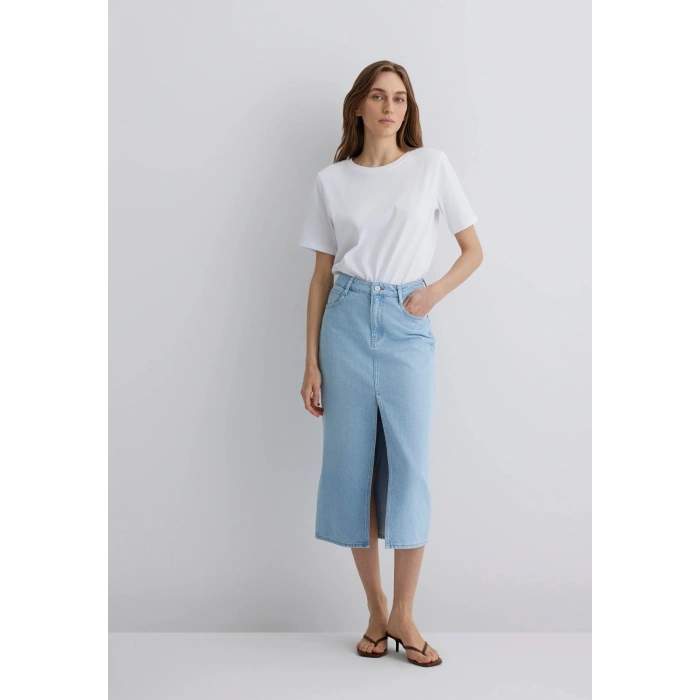 Mavi 1310371 Cep Onden Yirtmac Kadin Kot Etek - Mavi