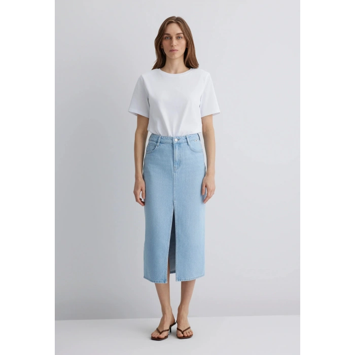 Mavi 1310371 Cep Onden Yirtmac Kadin Kot Etek - Mavi