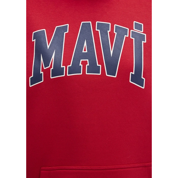 Mavi 1600361 Kapsonlu Yazili Kadın Sweat - Kirmizi