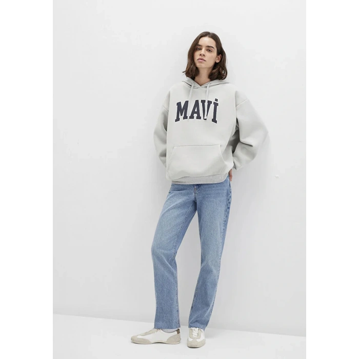 Mavi 1600361 Kapsonlu Yazili Kadin Sweat - Gri