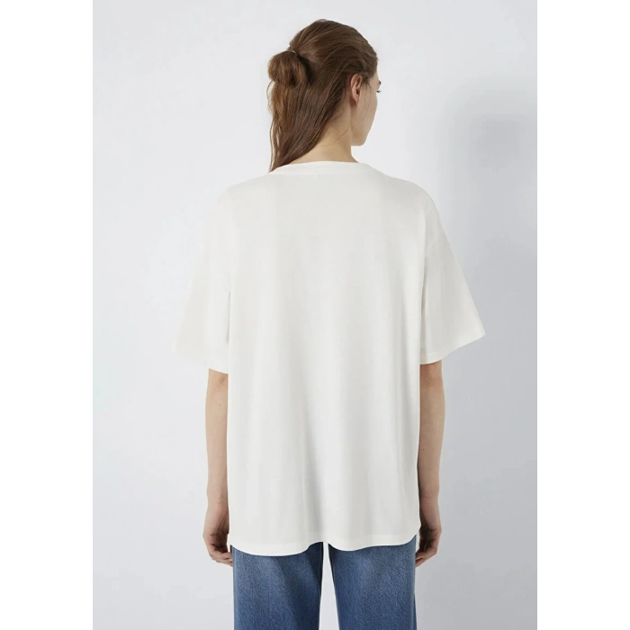 Mavi 1600843 0 Yaka Kadin Tshirt - Ekru