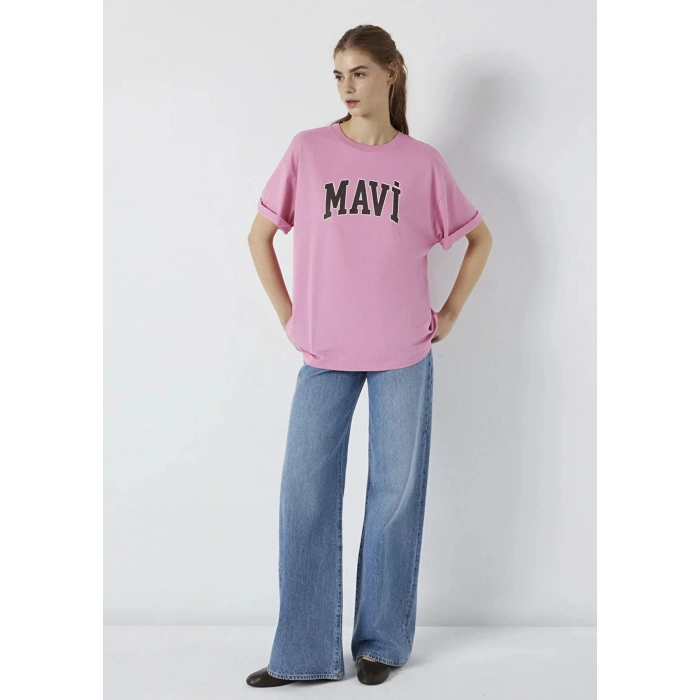 Mavi 1600843 0 Yaka Kadin Tshirt - Fusya