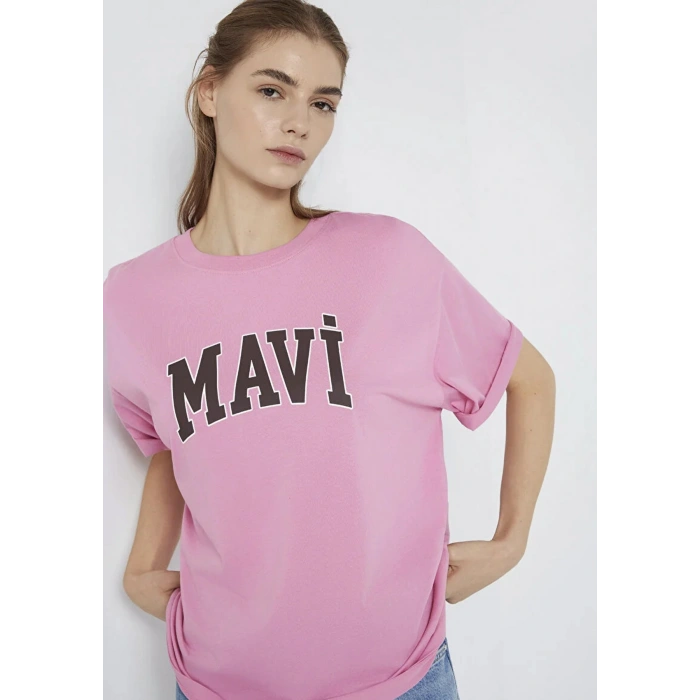 Mavi 1600843 0 Yaka Kadin Tshirt - Fusya