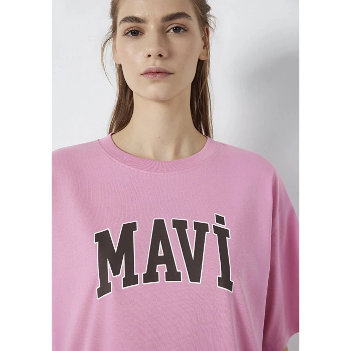 Mavi 1600843 0 Yaka Kadin Tshirt - Fusya